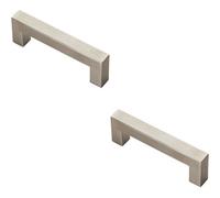 Loops 2X Square Linear Block Pull Handle 110 X 14mm 96mm Fixing Centres Satin Steel