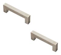 Loops 2x Square Linear Block Pull Handle 110 x 14mm 96mm Fixing Centres Satin Steel in Metallics Loops Metallics