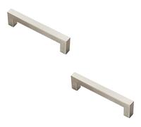 Loops 2x Square Linear Block Pull Handle 142 x 14mm 128mm Fixing Centres Satin Steel in Metallics Loops Metallics