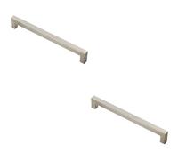 Loops 2x Square Linear Block Pull Handle 206 x 14mm 192mm Fixing Centres Satin Steel in Metallics Loops Metallics