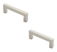 Loops 2X Square Mitred Door Pull Handle 169 X 19mm 150mm Fixing Centres Satin Steel