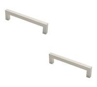 Loops 2x Square Mitred Door Pull Handle 244 x 19mm 225mm Fixing Centres Satin Steel in Metallics Loops Metallics