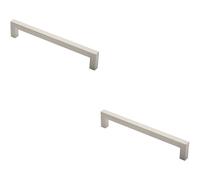 Loops 2x Square Mitred Door Pull Handle 319 x 19mm 300mm Fixing Centres Satin Steel in Metallics Loops Metallics