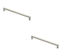 Loops 2x Square Mitred Door Pull Handle 469 x 19mm 450mm Fixing Centres Satin Steel in Metallics Loops Metallics
