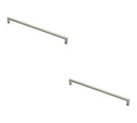 Loops 2X Square Mitred Door Pull Handle 619 X 19mm 600mm Fixing Centres Satin Steel