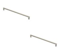Loops 2x Square Mitred Door Pull Handle 619 x 19mm 600mm Fixing Centres Satin Steel in Metallics Loops Metallics