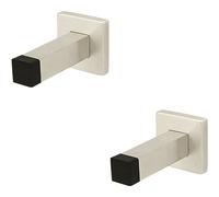 Loops 2x Square Wall Mounted Doorstop on Square Rose Rubber Tip 85mm Satin Steel in Metallics Loops Metallics