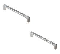Loops 2x Straight D Bar Door Handle with Grooves 160mm Fixing Centres Polished Chrome Loops Multicolor