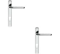 Loops 2x Straight Lever Door Handle on Lock Backplate Polished Chrome 208mm X 26mm Loops Multicolor
