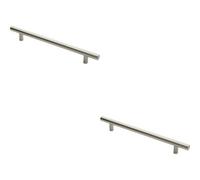 Loops 2X Straight T Bar Pull Handle 600 X 30mm 450mm Fixing Centres Satin Steel