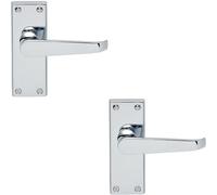 Loops 2x Straight Victorian Lever on Rectangular Latch Backplate Handle Chrome Loops Multicolor