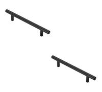 Loops 2X T Bar Cupboard Pull Handle 188 X 12mm 128mm Fixing Centres Matt Black