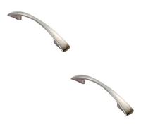 Loops 2X Tapered Pull Handle 138 X 16mm 96mm Fixing Centres Satin Nickel Curved Bow