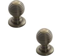 Loops 2X Textured Reeded Ball Cupboard Door Knob 23mm Dia Florentine Bronze Handle