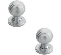 Loops 2X Textured Reeded Ball Cupboard Door Knob 28mm Dia Satin Chrome Handle
