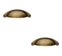 Loops 2X Traditional Cup Pull Handle 104 X 26mm 64mm Fixing Centres Antique Brass