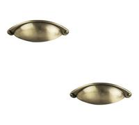 Loops 2X Traditional Cup Pull Handle 104 X 26mm 64mm Fixing Centres Burnished Brass