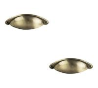 Loops 2x Traditional Cup Pull Handle 104 x 26mm 64mm Fixing Centres Burnished Brass in Metallics Loops Metallics