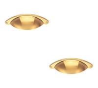 Loops 2X Traditional Cup Pull Handle 104 X 26mm 64mm Fixing Centres Satin Brass
