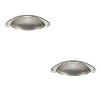 Loops 2X Traditional Cup Pull Handle 104 X 26mm 64mm Fixing Centres Satin Nickel