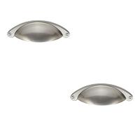 Loops 2x Traditional Cup Pull Handle 104 x 26mm 64mm Fixing Centres Satin Nickel in Metallics Loops Metallics
