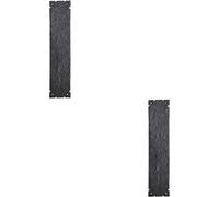 Loops 2x Traditional Forged Door Finger Plate 315 x 67mm Black Antique Textured Finish Loops Black