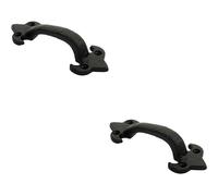 Loops 2x Traditional Forged Iron Pull Handle 132 x 50mm Black Antique Door Handle Loops Black