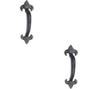 Loops 2x Traditional Forged Iron Pull Handle 180 x 52mm Black Antique Door Handle Loops Black