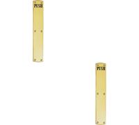 Loops 2x Traditional Push Engraved Door Finger Plate 457 x 75mm Polished Brass in Metallics Loops Metallics