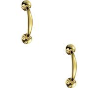 Loops 2X Victorian Bow Shaped Pull Handle 152mm Length 32mm Proj Polished Brass