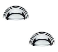 Loops 2x Victorian Cup Pull Handle Polished Chrome 92 x 46mm 76mm Fixing Centres Loops Multicolor