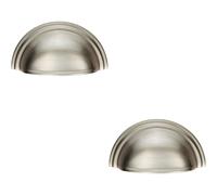 Loops 2x Victorian Cup Pull Handle Polished Nickel 92 x 46mm 76mm Fixing Centres in Metallics Loops Metallics