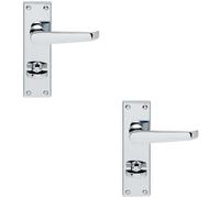 Loops 2x Victorian Flat Lever on Bathroom Backplate Handle 150 x 42mm Polished Chrome Loops Multicolor