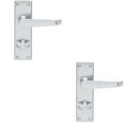 Loops 2x Victorian Flat Lever on Bathroom Backplate Handle 150 x 42mm Satin Chrome Loops Multicolor