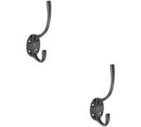 Loops 2x Victorian Hat & Coat Hook on Oval Backplate 64mm Projection Matt Black Loops Black