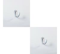 2x Victorian One Piece Single Bathroom Robe Hook 40mm Projection Satin Chrome