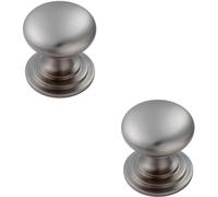 2x Victorian Round Cupboard Door Knob 32mm Dia Stainless Steel Cabinet Handle