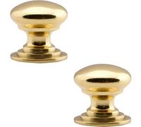 Loops 2X Victorian Round Cupboard Door Knob 38mm Dia Polished Brass Cabinet Handle
