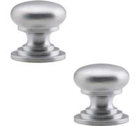 Loops 2X Victorian Round Cupboard Door Knob 38mm Dia Satin Chrome Cabinet Handle