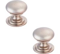 Loops 2X Victorian Round Cupboard Door Knob 38mm Dia Satin Nickel Cabinet Handle