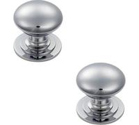 Loops 2X Victorian Round Cupboard Door Knob 42mm Dia Polished Chrome Cabinet Handle