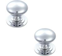 Loops 2X Victorian Round Cupboard Door Knob 50mm Dia Polished Chrome Cabinet Handle