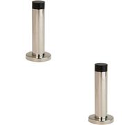 Loops 2x Wall Mounted Doorstop Cylinder on Rose Rubber Tip 102 x 22mm Bright Steel in Metallics Loops Metallics