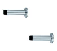 Loops 2x Wall Mounted Doorstop Cylinder on Round Rose 72 x 16mm Polished Aluminium Loops Multicolor