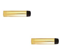 Loops 2x Wall Mounted Rubber Tipped Doorstop Cylinder 71 x 16mm Polished Brass in Metallics Loops Metallics