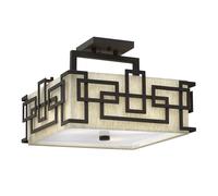 Loops 3 Bulb Semi Flush Light 1920's Style Glass Opaque Shades Bronze LED E27 100W in Clear Loops Clear