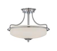 3 Bulb Semi Flush Light Antique Nickel Finish LED E27 100W Bulb