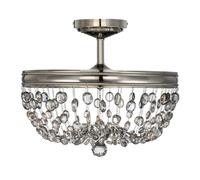 Loops 3 Bulb Semi Flush Light Highly Polished Nickel Finish LED E14 60W Bulb in Metallics Loops Metallics