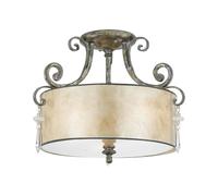 Loops 3 Bulb Semi Flush Light MottLED Silver LED E27 60W Bulb in Metallics Loops Metallics