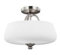 Loops 3 Bulb Semi Flush Light Opal Etched Glass Shade Satin Nickel LED E27 60W in Metallics Loops Metallics